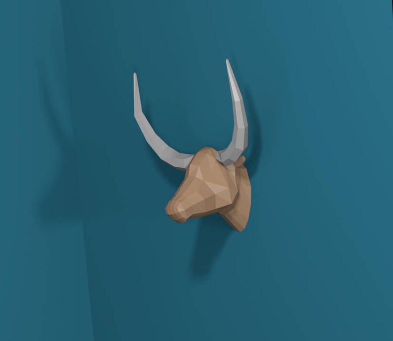 Paper Craft DIY Ankole Watusi Trophy Papercraft Ankole-Watusi Head DIY template Paper Animal Head Cow Trophy Paper Trophy