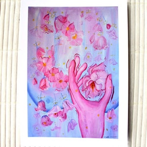 Kind Heart: Cartão postal de arte ~ Mini impressões ~ Cartão de arte de flores ~ Cartão postal de pintura