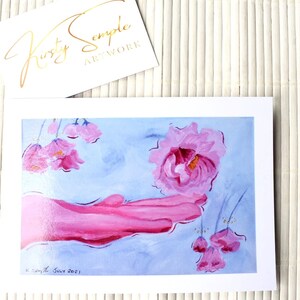 Equilibrio suave: Postal de arte ~ Mini impresiones ~ Tarjeta de arte de flores ~ Postal de pintura