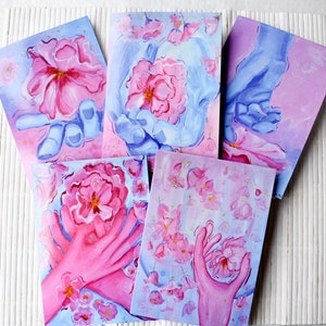 Cartões de pintura de gentileza ~ Cartões de notas de arte e envelopes ~ Conjunto de 5