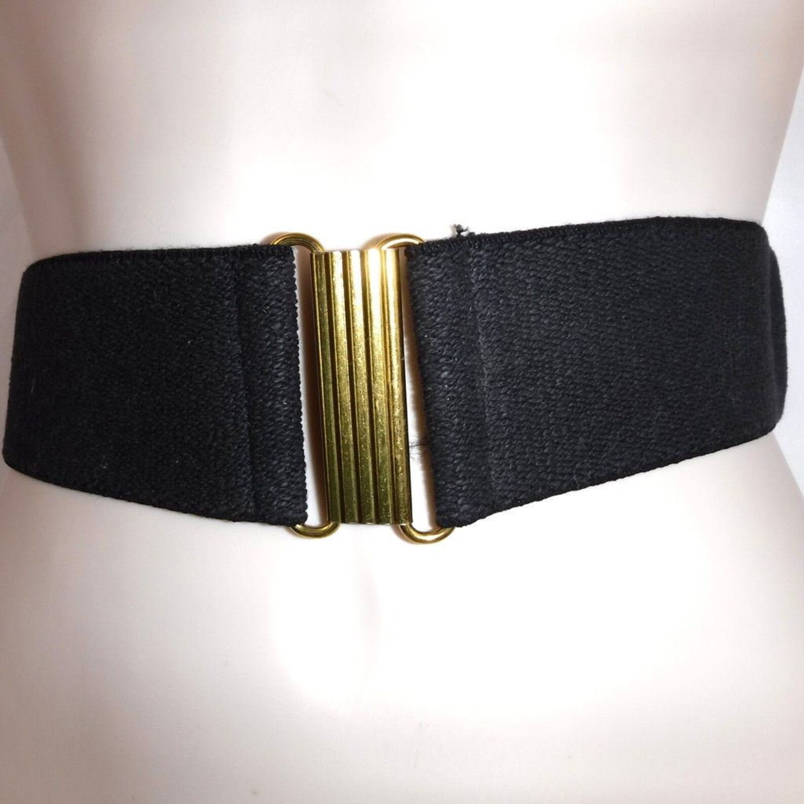 Black Elastic Stretch Belt 2 Inch Wide 2728.5 Length Gold Etsy