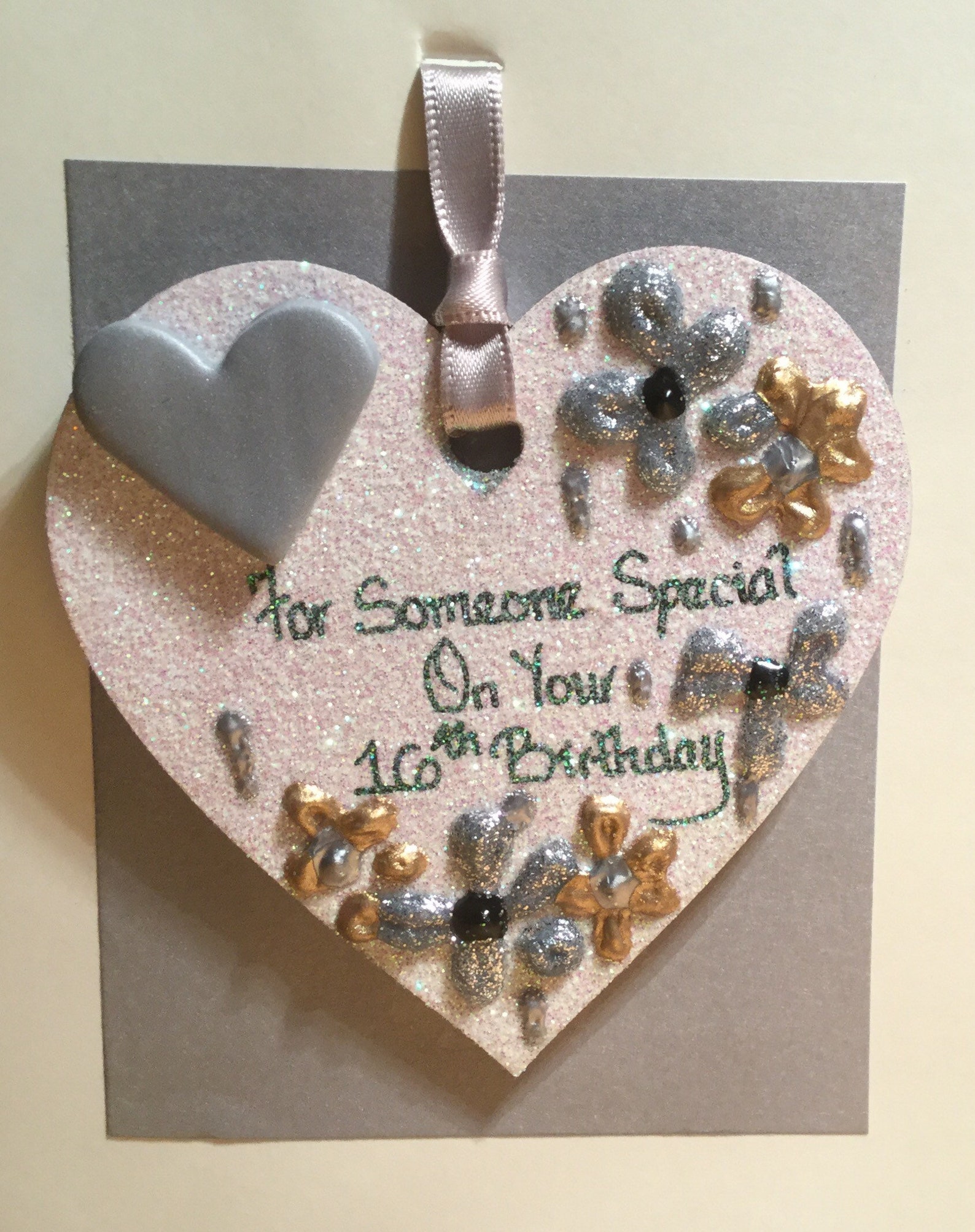 16ème anniversaire scintillant cadeau coeur en bois sur une  Etsy