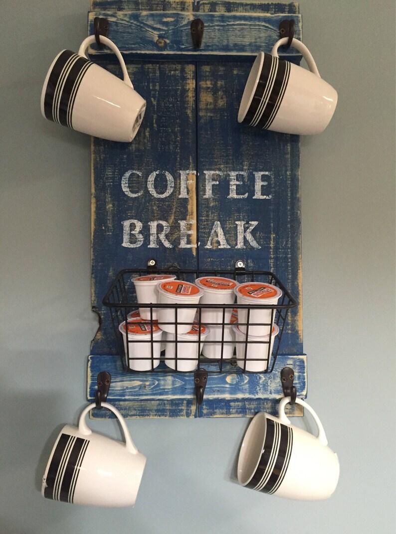 Coffee Mug Holder/wall Hanging/rustic/farmhouse/shabby Chic/kcup Basket