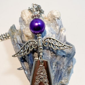 Vintage Silverplate Spoon Angel with Purple Glass Pearl…Old Colony Pattern…no.7856