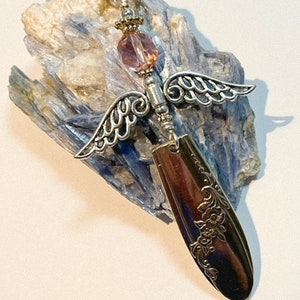 Vintage Silverplate Spoon Angel with Pink Crystal… Queen Bess Pattern.. no. 7896