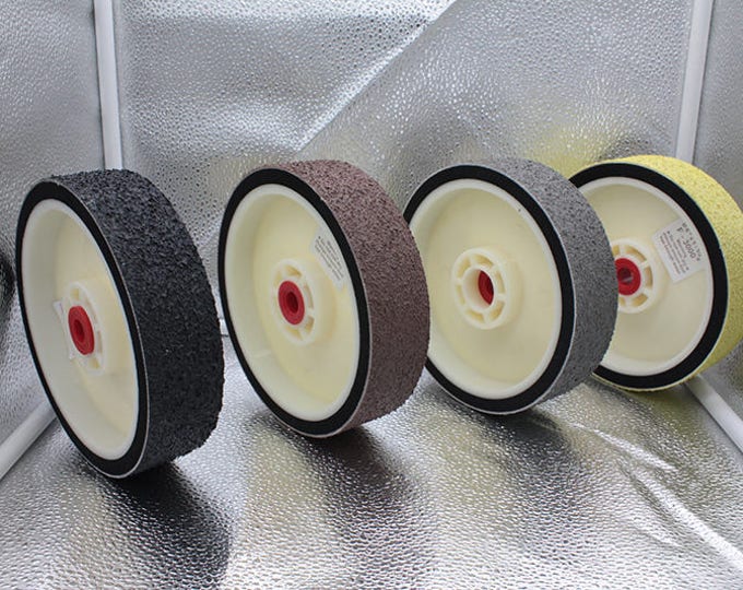 Featured listing image: 8"x1-1/2" 4pcs Set Lapidary Premium Diamond REZ Resin Soft Cabbing Polishing Grinding Wheel