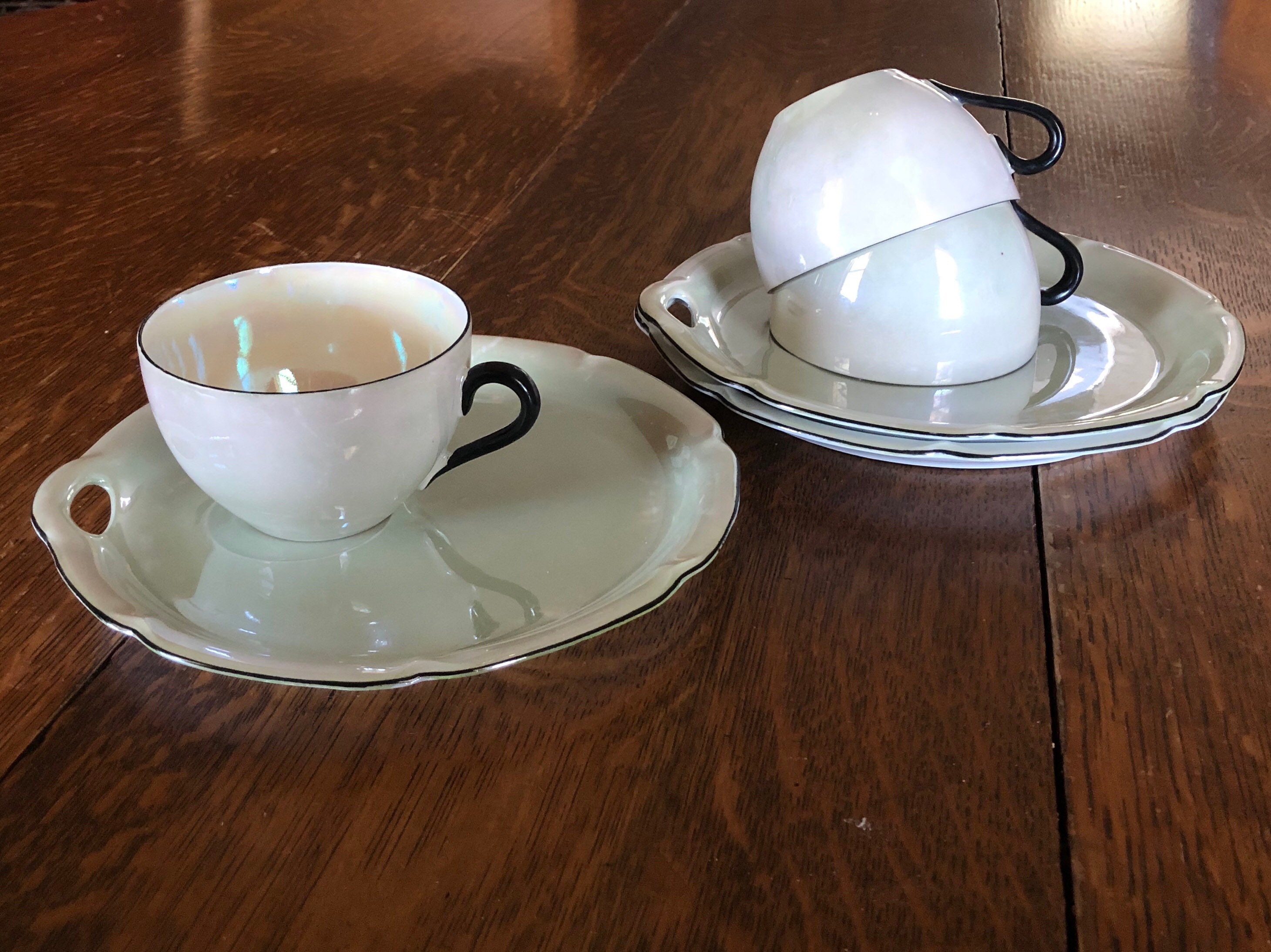 Set of 3 RW Bavaria Light Green Luster Tee Cups with Snack Etsy