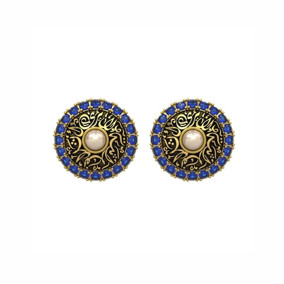 Buy Silver Shine Stylish Arabic Design Chandbali Golden Earrings for Women  Online from SilverShine