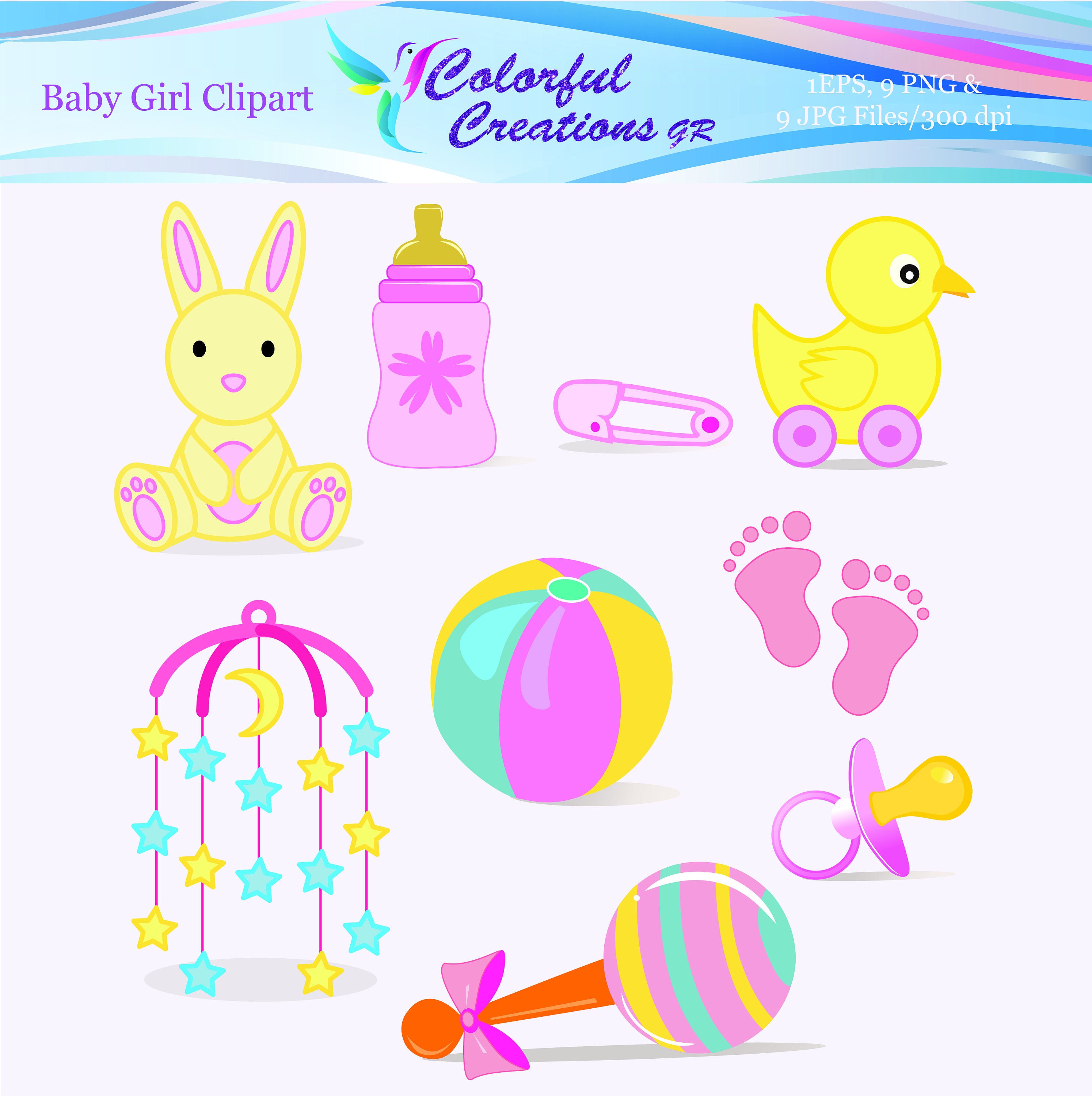 Baby Girl Rattle Clipart