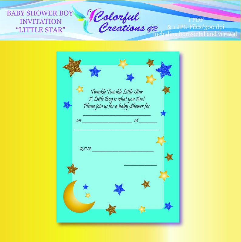 Baby Shower Boy Invitation Little Star Stars Etsy
