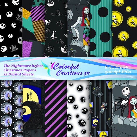 Nightmare Before Christmas Digital Papers 8 5x11 Etsy
