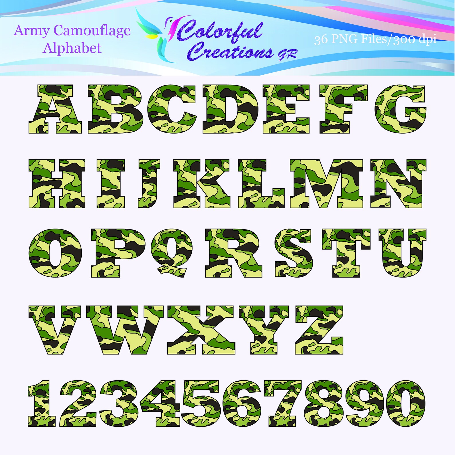 SALE Army Camouflage Alphabet Army Camouflage Numbers | Etsy