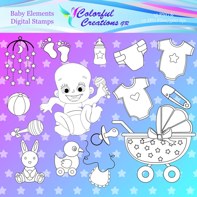 Download 20 Off Sale Baby Elements Digital Stamps Baby Digital Stamps Baby Toys Personal Commercial Use Baby Accessories Digital Stamps Clip Art Art Collectibles