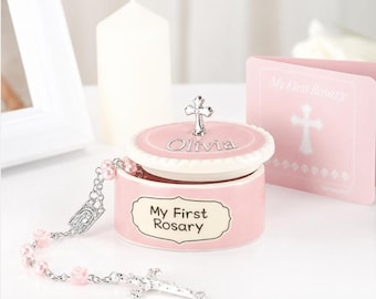 Personalized First Rosary Music Box | Custom Baptism Gift | Baby Keepsake | Christening Gift | Catholic Baby Gift | Communion