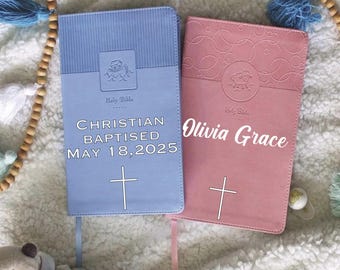 Custom Baby Bible NIV, Personalized Kids Bible, Religious Keepsake for Kids, Baptism Gifts, First Easter Gift Baby Girl Baby Boy Name Bible