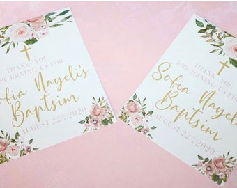 Personalized Baptism Wine Labels - Floral, Communion, Confirmation