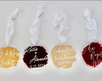 Custom Acrylic Ornaments, Custom Baby ornaments, Mr&Mrs, Just Married, just engaged, Christmas 2022, Christmas ornaments, gifts, baby gift