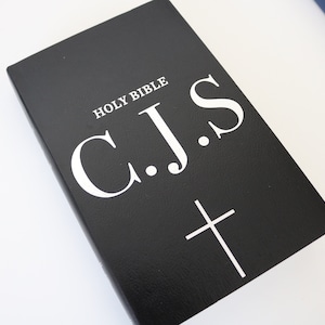 Personlig Bibel | Anpassad KJV, NKJV, NIV | Kristen gåva, bröllop, dop, konfirmation, minnessak | Anpassad Bibel | Bibeln | Engelsk Bibel Black Bible w/Silver