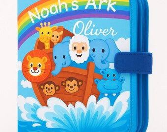 Personalized Noah’s Ark Busy Book with Child’s Name - Montessori Quiet Book, Baptism Gift for Toddlers 1-3, Sensory Educational Toy