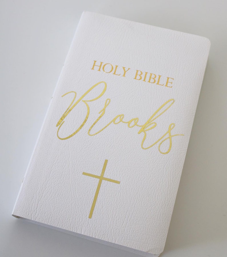 Personlig Bibel | Anpassad KJV, NKJV, NIV | Kristen gåva, bröllop, dop, konfirmation, minnessak | Anpassad Bibel | Bibeln | Engelsk Bibel White Bible w/Gold