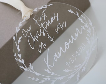 Custom Mr&Mrs Acrylic Ornament, First Christmas Gift