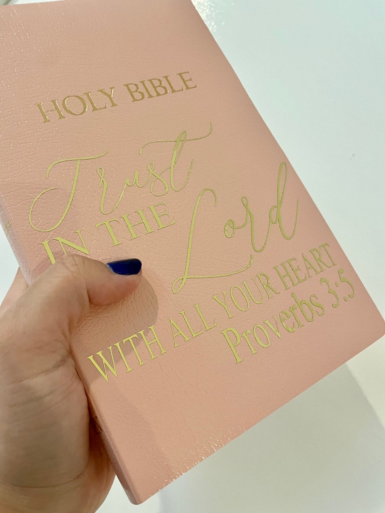 Personalized Bible Custom KJV/NKJV/NIV Gift Holy Bible Faux Leather King James VersionBaptismsWeddingsChristeningsBirthdayGifts Pink Bible w/Gold