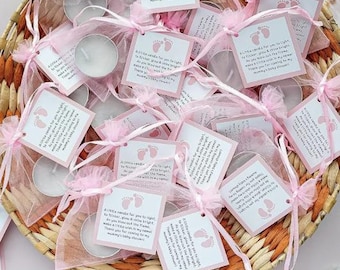 Tea Light Candles Set for Baby Shower Party Favors, Christening Favors for Guests, Baby Boy Gender Reveal Favors