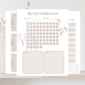 75 Day Challenge Tracker PDF| Daily Habit Tracker, Weight & Measurement Sheet, and Goal Setting