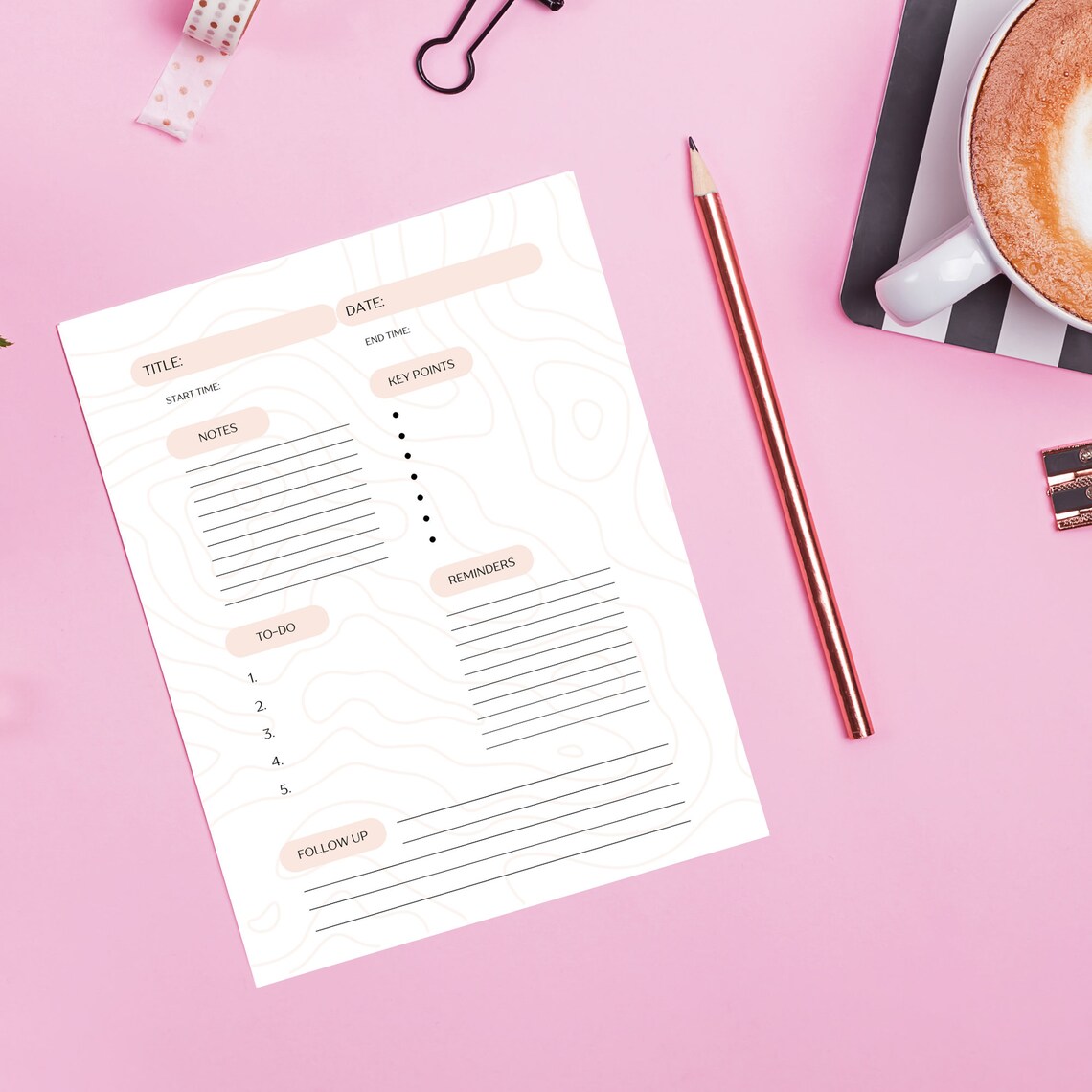 Meeting Notes Template | Digital or Downloadable PDF | Notes, Tasks, To ...