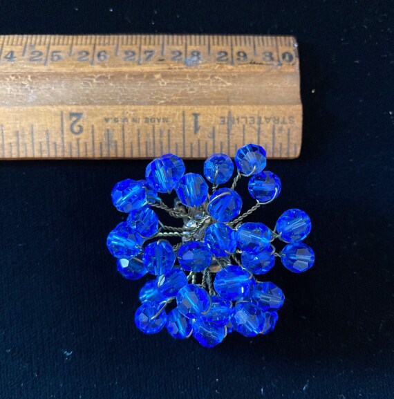 wirework blue crystal bead clip earrings vintage - image 3