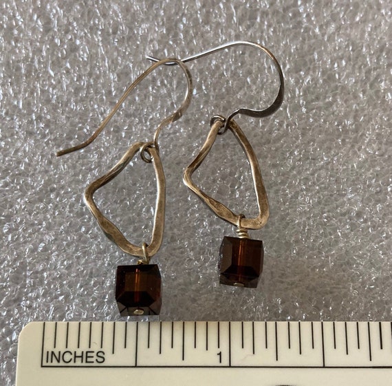 Amethyst colored crystal bead dangle sterling sil… - image 4