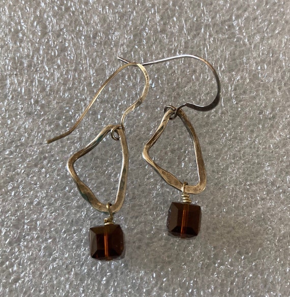 Amethyst colored crystal bead dangle sterling sil… - image 2