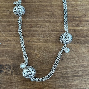 Brighton chain necklace with filigree ball silver tone bild 1