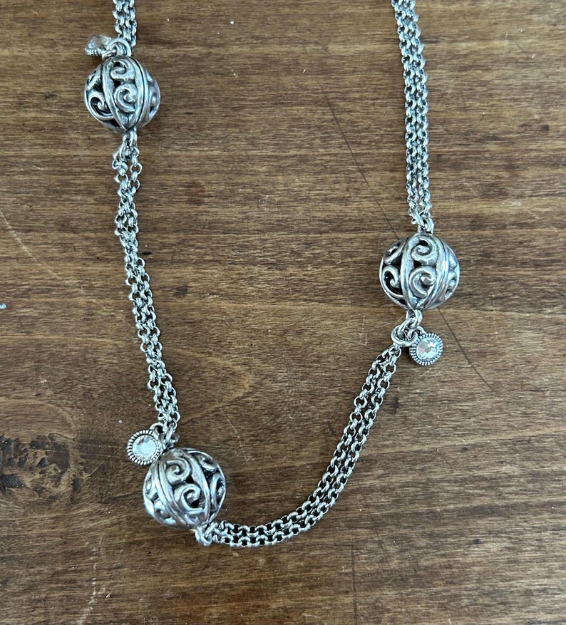 Brighton chain necklace with filigree ball silver tone bild 1