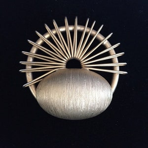Modernist gold tone brooch pin matte finish vintage