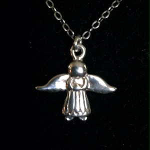 angel pendant charm sterling silver necklace vintage