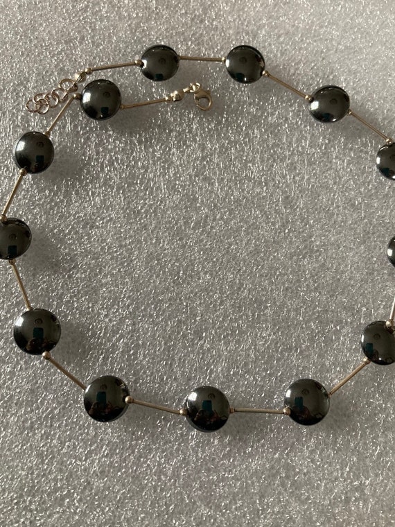Hematite sterling silver choker necklace - image 1