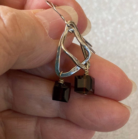 Amethyst colored crystal bead dangle sterling sil… - image 5