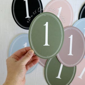 Colorful Oval Table Numbers – Modern Printed Wedding Table Numbers for ...