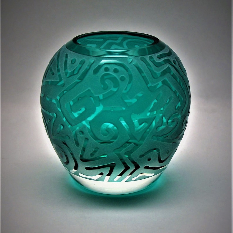 Hand Blown Glass Rose Bowl Etsy