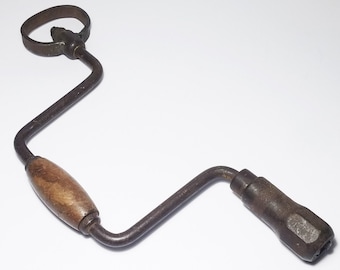 Vintage Hand Crank Drill and Primitive Wood Level | Etsy