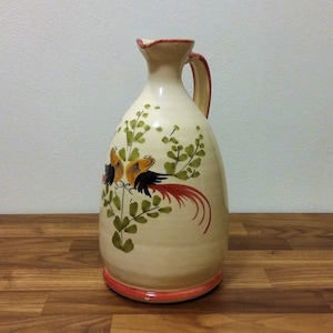 Ánfora italiana / jarra de cerámica pintada a mano / recipiente hecho a mano / botella de mesa / cristalería rústica para vino, aceite, agua