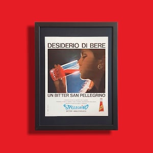 Original Italian advertising vintage poster for San Pellegrino non-alcoholic bitter aperitif collection - Year 1966