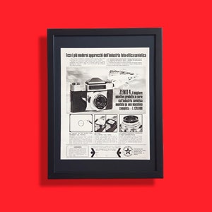 Pubblicità originale poster vintage fotocamera sovietica, macchina fotografica ZENIT 4 USSR - Anno 1966