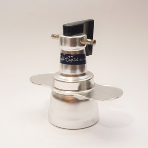Small vintage Italian coffee maker 2 cups in pure aluminum "Caffè Rapid" / Moka for collectible espresso coffee
