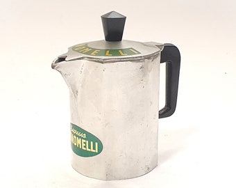 Italian vintage coffee maker, filter press, "French type" teapot infuser, Bonomelli chamomile espresso aluminum herbal tea pot