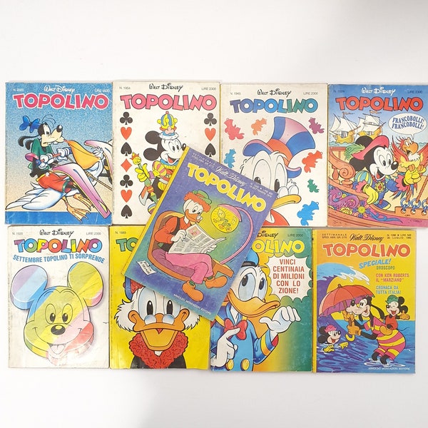 Lot of 9 Italian vintage comics from the 90s Mickey Mouse 1242 1286 1826 1889 1920 1924 1945 1954 2023