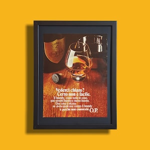 Pubblicità originale poster vintage distillato di vino brandy O.P. - Anno 1974