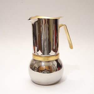 Moka Italian espresso coffee maker 18/10 steel with golden details 8-4 cups