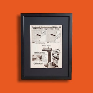 Pubblicità originale poster vintage - lametta, rasoio da barba Gillette GII bilama doppia azione - Anno 1976